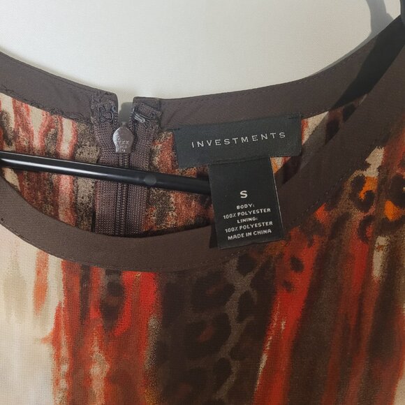 Investments Multicolor African Cheetah Print Top Zippered Back Sz S - Picture 2 of 3